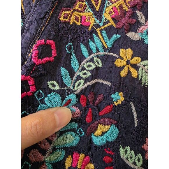 Johnny Was Sheesoh embroidered blouse in blue Sz XL - Picture 5 of 8